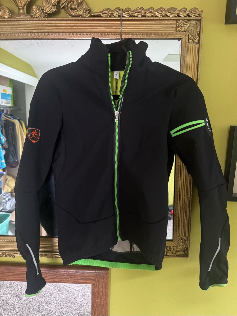 Q36.5 cycling Black winter Jacket with Neon Green Trim